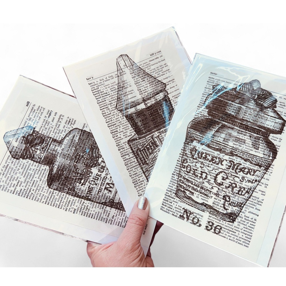 Apothecary‎ Beauty Potion Bottle Theme Upcycled Dictionary Art Prints Set 3 OOAK